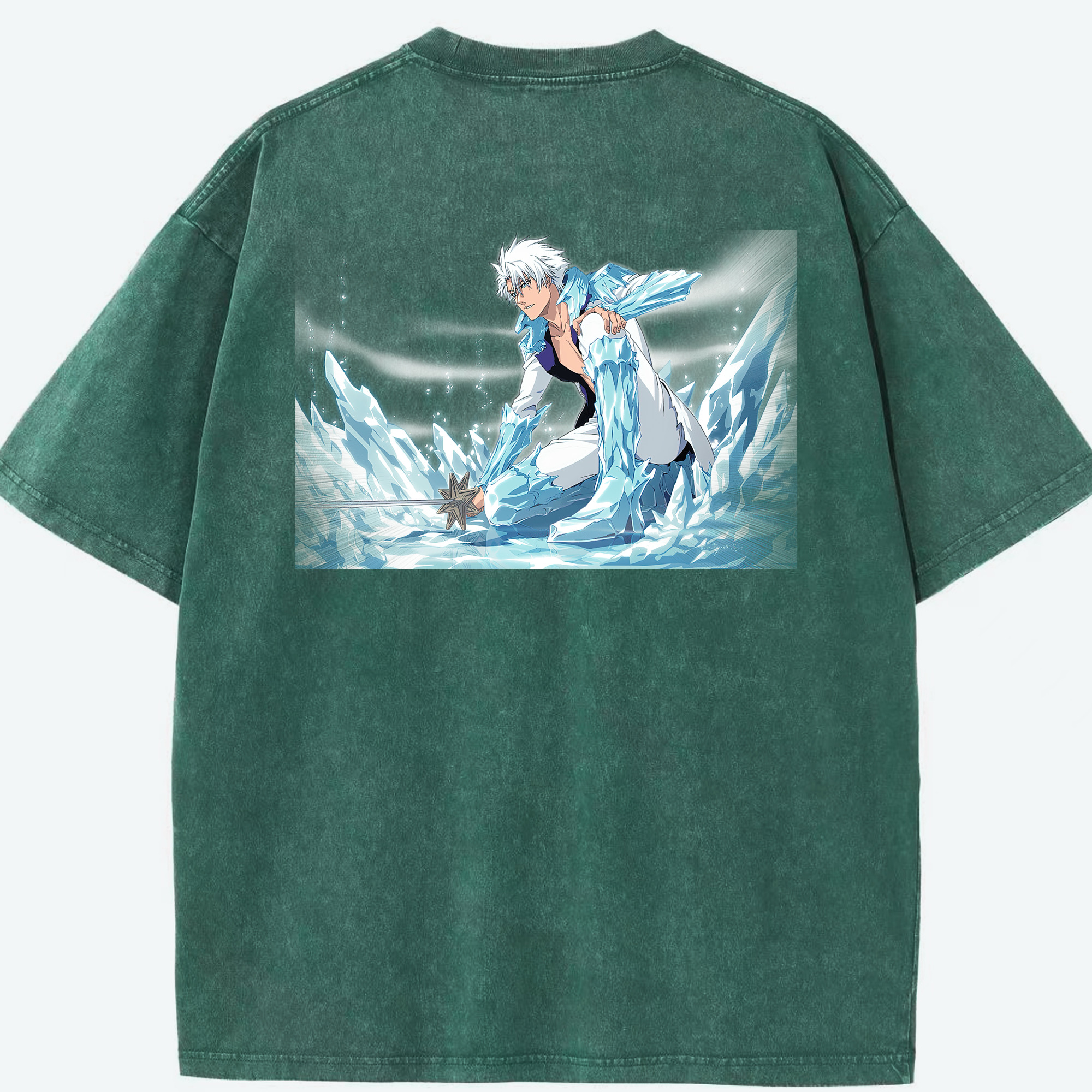 （画像用） ブリーチ 日番谷冬獅郎（ひつがや とうしろう） BLEACH Hitsugaya Toushirou 綿100% ヴィンテージ風 半袖Tシャツ（背面プリント）